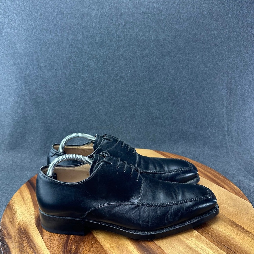 L.F. Lidfort Barneys New York Mens Black Leather Square Toe Oxford Shoes Sz 8